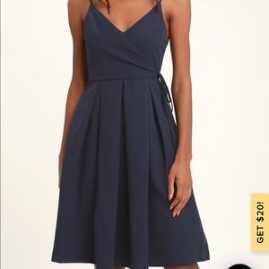 Lulus faux wrap blue midi dress NWT!